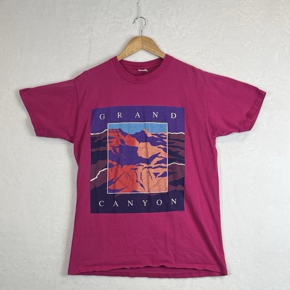 Vintage 90s Jerzees Pink & Purple Grand Canyon Graphic T-Shirt Size Large